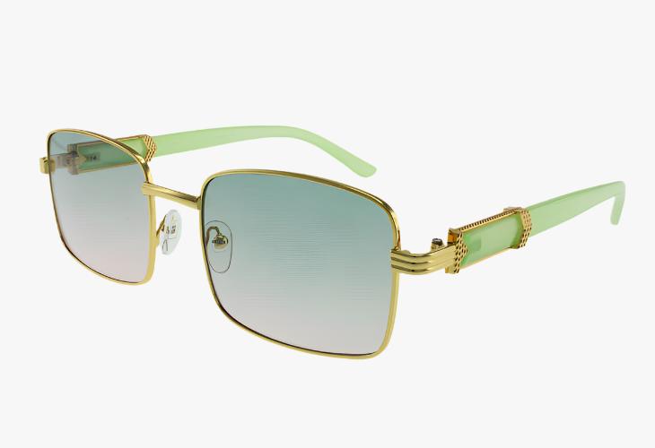 green Wholesale Fashion Lux Metal Rectangle Sunglasses