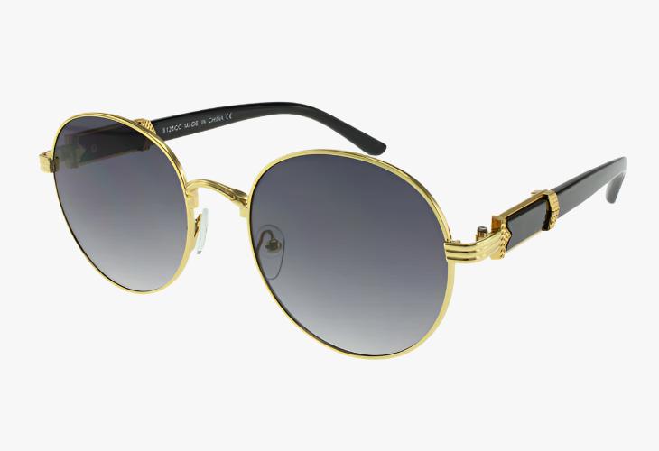 smoke Wholesale Fashion Lux Metal Round Sunglasses