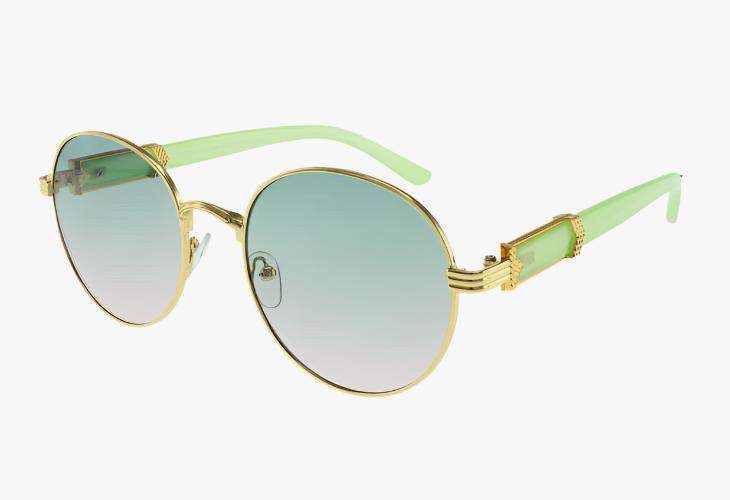 green Wholesale Fashion Lux Metal Round Sunglasses