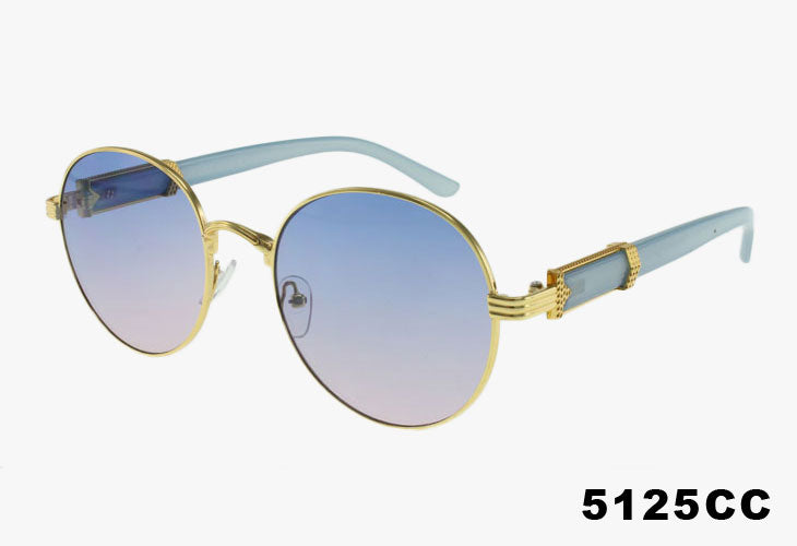 blue Wholesale Fashion Lux Metal Round Sunglasses