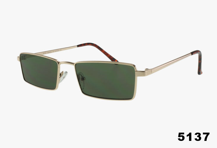 green Wholesale Fashion Slim Square Metal Sunglasses