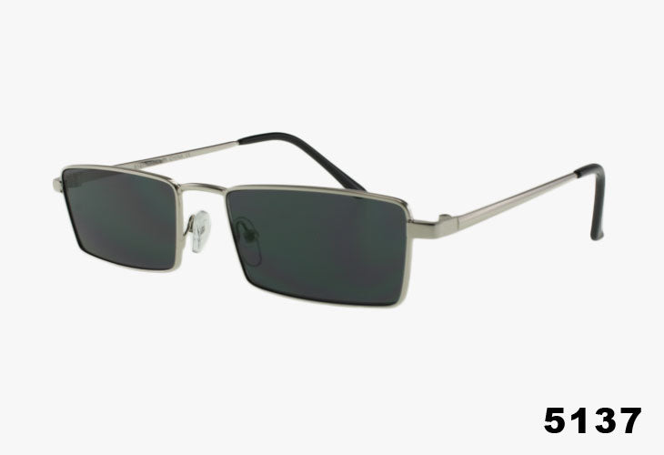 silver smoke Wholesale Fashion Slim Square Metal Sunglasses