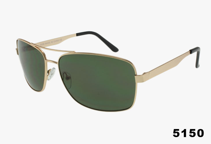 gold green Wholesale Square Aviator Pilot Flex Temple Sunglasses