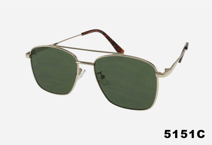 Wholesale Thin Frame Fashion Metal Square Aviator Sunglasses gold frame and green lenses