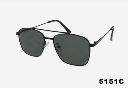 Wholesale Thin Frame Fashion Metal Square Aviator Sunglasses black frame and black lenses