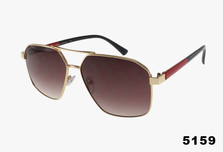 gold brown Wholesale Fashion Metal Square Aviator Sunglasses