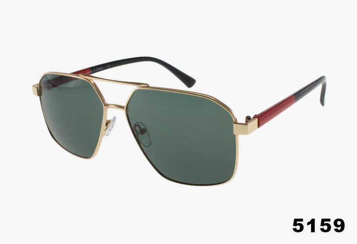 gold green Wholesale Fashion Metal Square Aviator Sunglasses