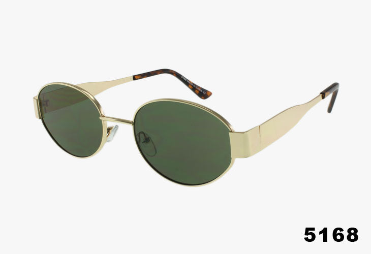 gold green Designer Inspired Wholesale Oval Metal Fashion Sunglasses