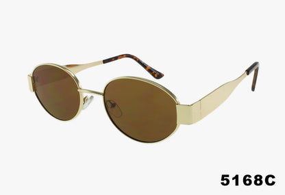 5168C - Designer Inspired Wholesale Oval Metal Fashion Sunglasses