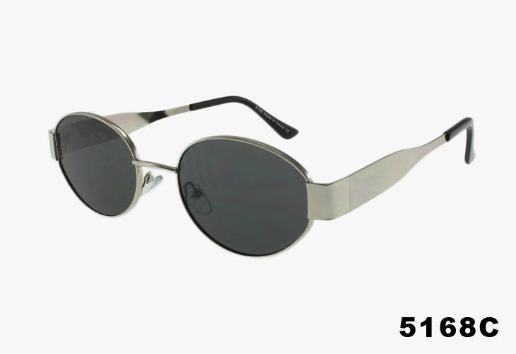 5168C - Designer Inspired Wholesale Oval Metal Fashion Sunglasses