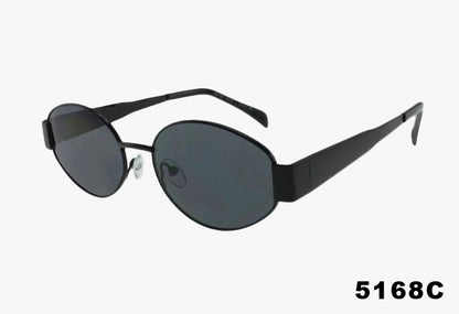 5168C - Designer Inspired Wholesale Oval Metal Fashion Sunglasses