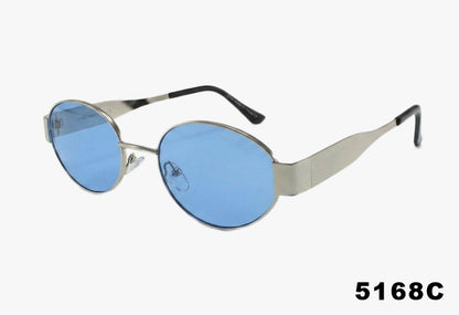 5168C - Designer Inspired Wholesale Oval Metal Fashion Sunglasses