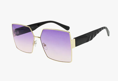 violet Large Metal Square Textured Temple Wholesale Sunglasses