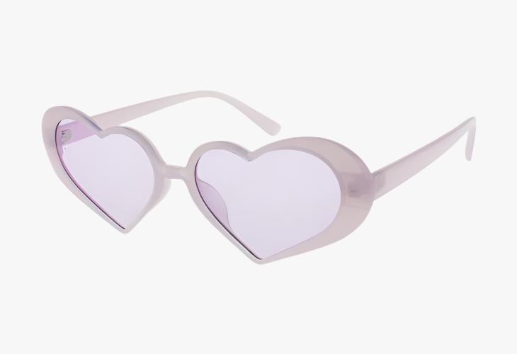 purple Wholesale Fashion Thin Frame Color Heart Sunglasses