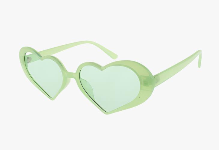 green Wholesale Fashion Thin Frame Color Heart Sunglasses