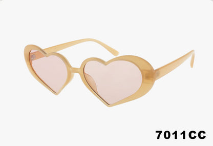 tan Wholesale Fashion Thin Frame Color Heart Sunglasses