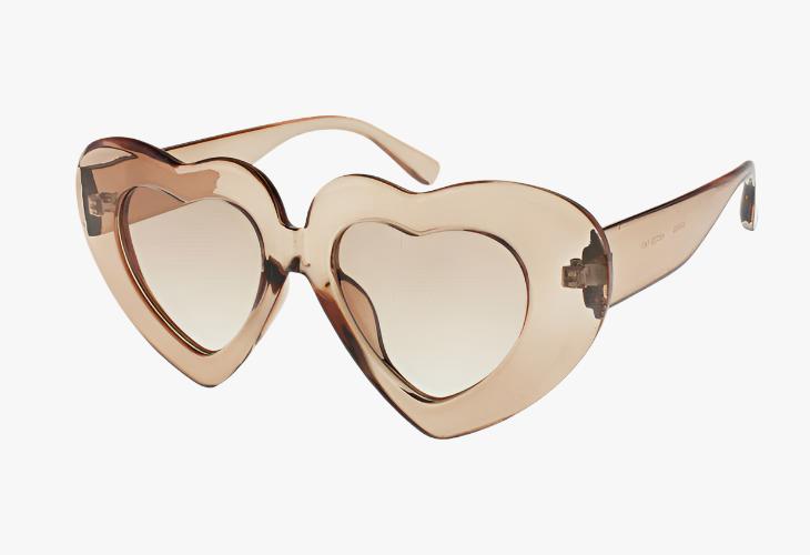 tan Wholesale Fashion Thick Frame Color Heart Sunglasses