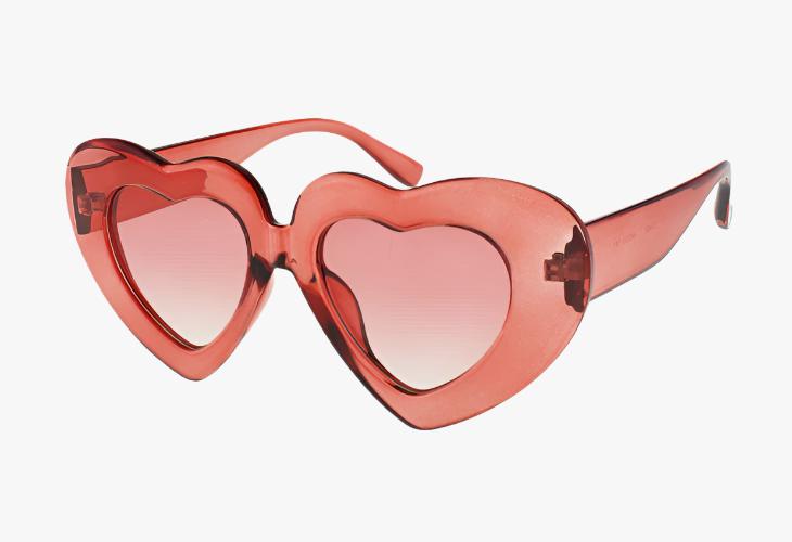 red Wholesale Fashion Thick Frame Color Heart Sunglasses