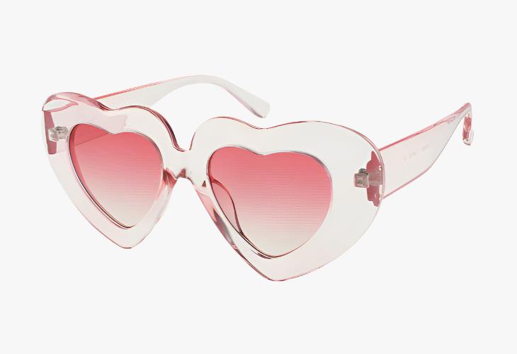 pink Wholesale Fashion Thick Frame Color Heart Sunglasses