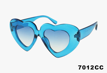 blue Wholesale Fashion Thick Frame Color Heart Sunglasses