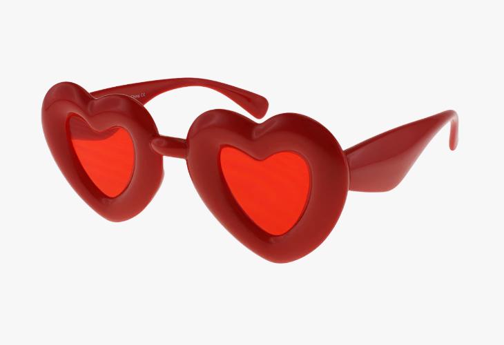 red Wholesale Fashion Inflated Frame Heart Sunglasses