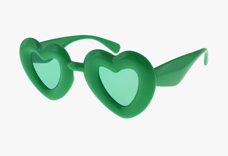 green Wholesale Fashion Inflated Frame Heart Sunglasses