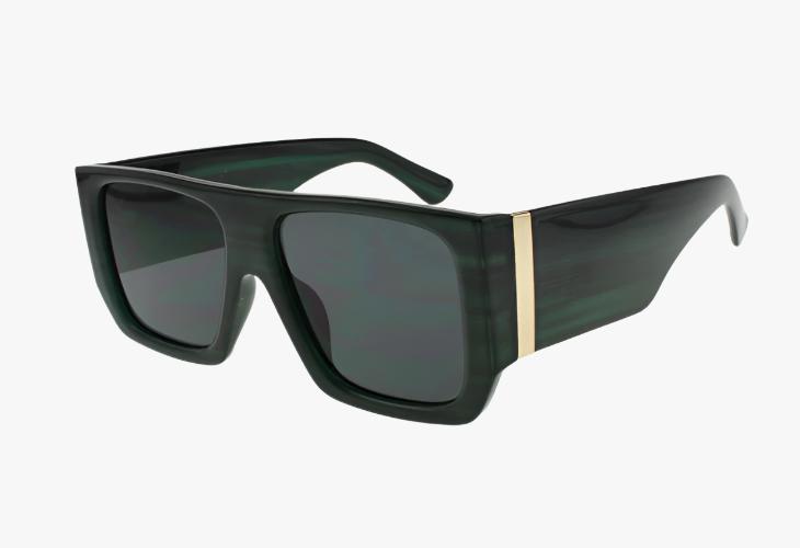 green Wholesale Large Square Flat Top Frame Sunglasses