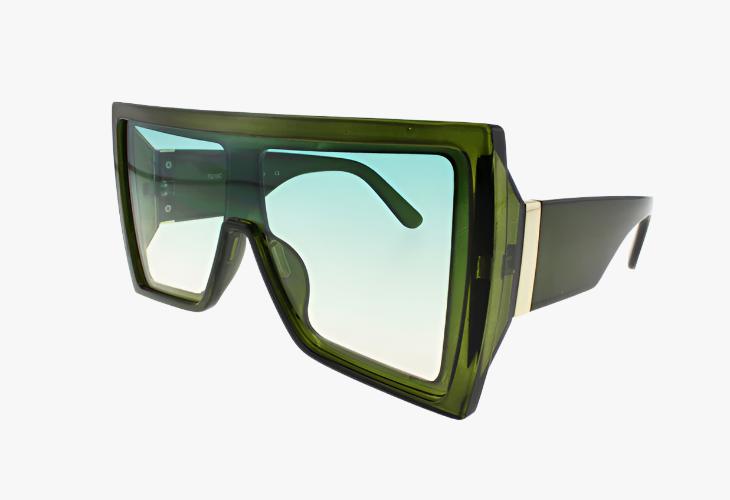 green Large Fashion Flat Top Shield Style Wholesale Sunglasses