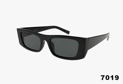 black Rectangle Slim Retro Fashion Wholesale Sunglasses