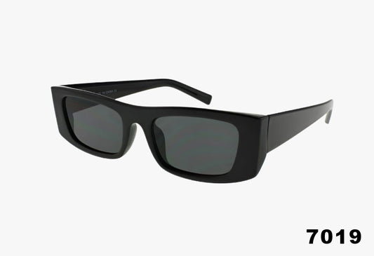 black Rectangle Slim Retro Fashion Wholesale Sunglasses