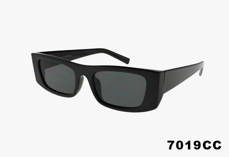 black Rectangle Slim Retro Fashion Wholesale Sunglasses