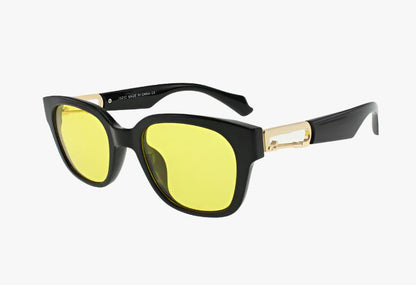 yellow Wholesale Fashion Square Frame Carabiner Temple Sunglasses