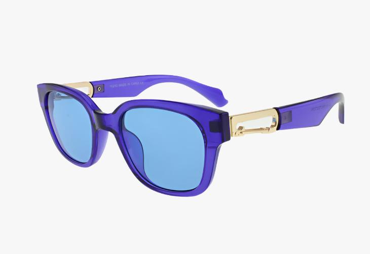 purple Wholesale Fashion Square Frame Carabiner Temple Sunglasses