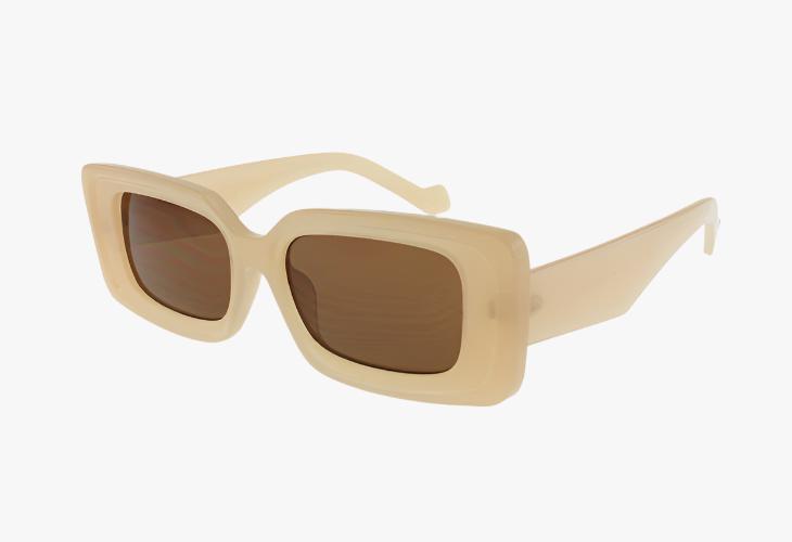 beige Wholesale Fashion Beveled Square Frame Sunglasses