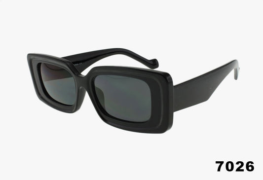 black Wholesale Fashion Beveled Square Frame Sunglasses