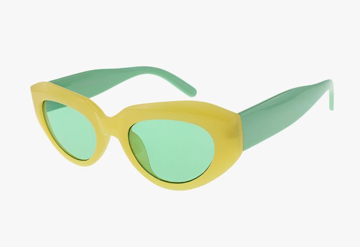 yellow Wholesale Fashion Color Cat Eye Frame Sunglasses