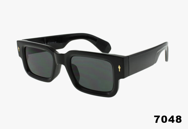 black Fashion Thick Framed Rectangle Sunglasses for Wholesale