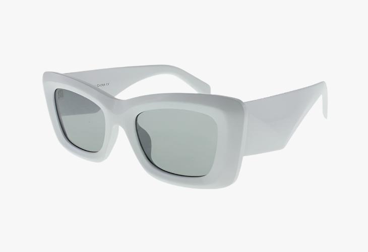 white Wholesale Fashion Beveled Rectangle Frame Sunglasses