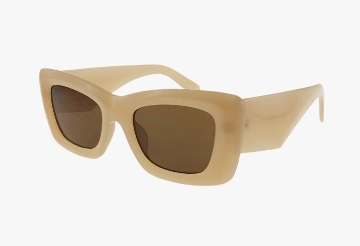 beige Wholesale Fashion Beveled Rectangle Frame Sunglasses