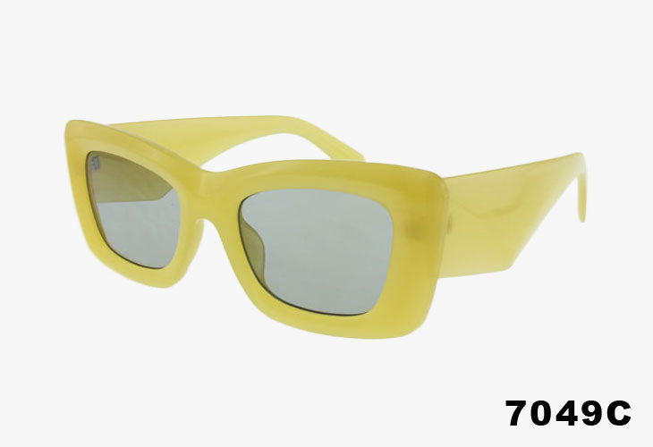 yellow Wholesale Fashion Beveled Rectangle Frame Sunglasses