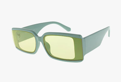 green with yellow lens Wholesale Medium Rectangle Extended Lens Sunglasses