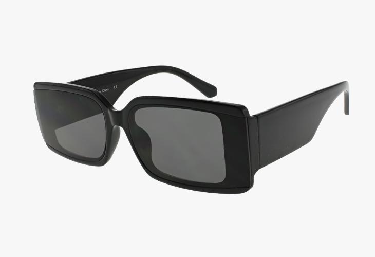 black Wholesale Medium Rectangle Extended Lens Sunglasses