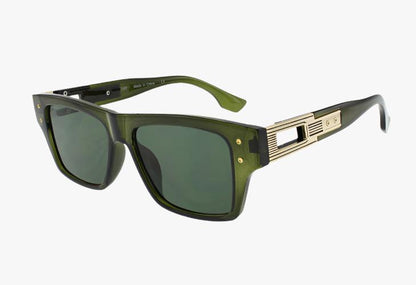 green Wholesale Fashion Retro Rectangle Metal Temple Sunglasses