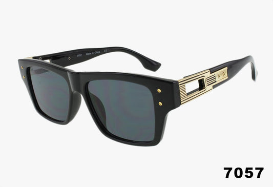 black Wholesale Fashion Retro Rectangle Metal Temple Sunglasses