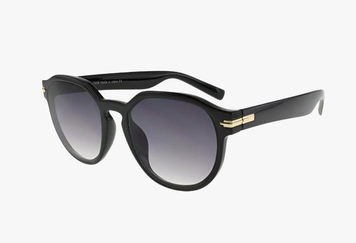 black frame Wholesale Fashion Rounded Keyhole Bridge Sunglasses