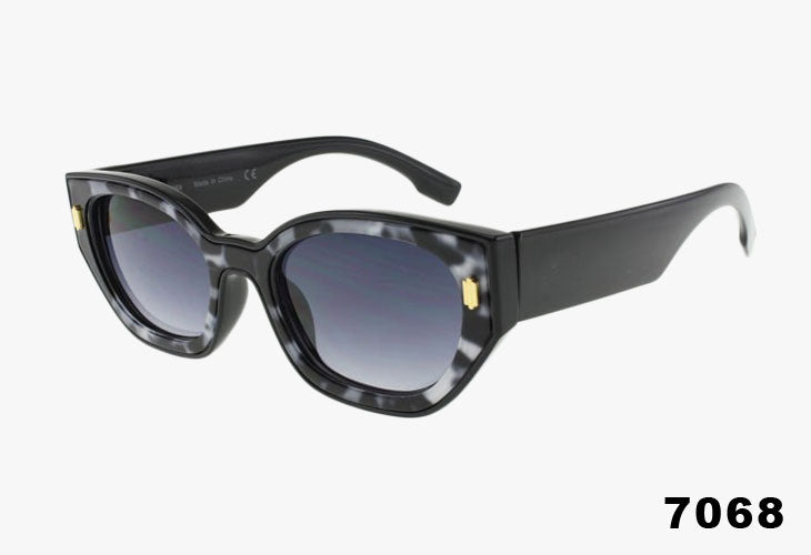 black Wholesale Fashion Medium Printed Inlay Sunglasses