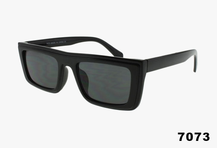 black Wholesale Fashion Flat Top Slim Square Sunglasses