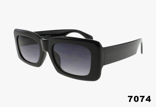 black Wholesale Medium Rounded Rectangle Sunglasses