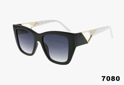 black Wholesale Lux Square Frame Triangle Emblem Sunglasses