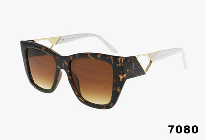 tortoise Wholesale Lux Square Frame Triangle Emblem Sunglasses